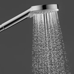 Hansgrohe Ensemble de douche Logis Mitigeur mural + Douchette 2 jets avec Barre 65cm + Flexible, Chrome (71600000-Vernis)