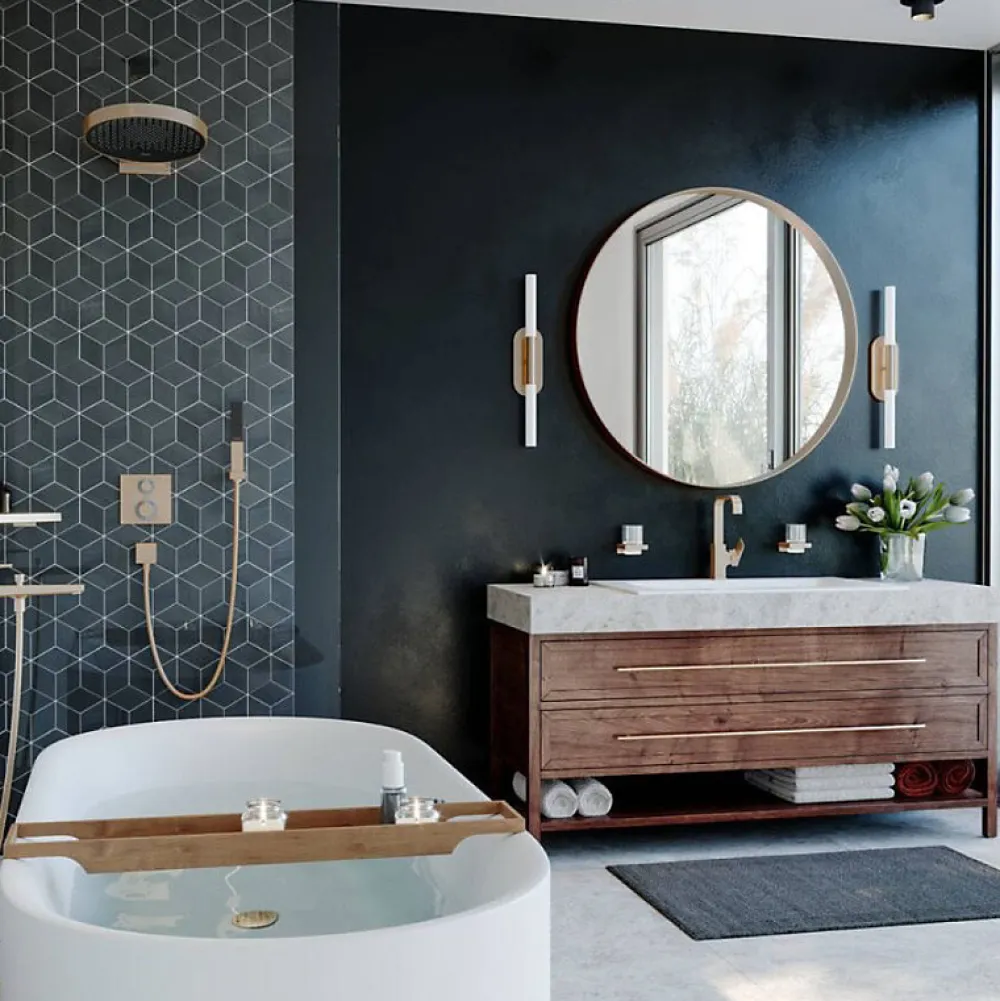 Robinet De Douche|Hansgrohe Façade pour mitigeur thermostatique encastré Ecostat Square avec robinet d'arrêt et inverseur noir mat