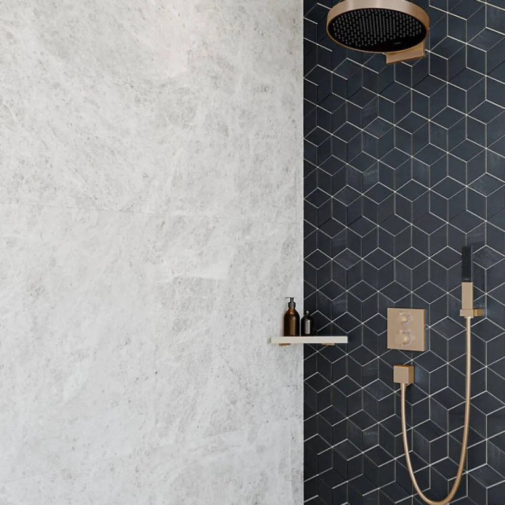 Robinet De Douche|Hansgrohe Façade pour mitigeur thermostatique encastré Ecostat Square avec robinet d'arrêt et inverseur noir mat