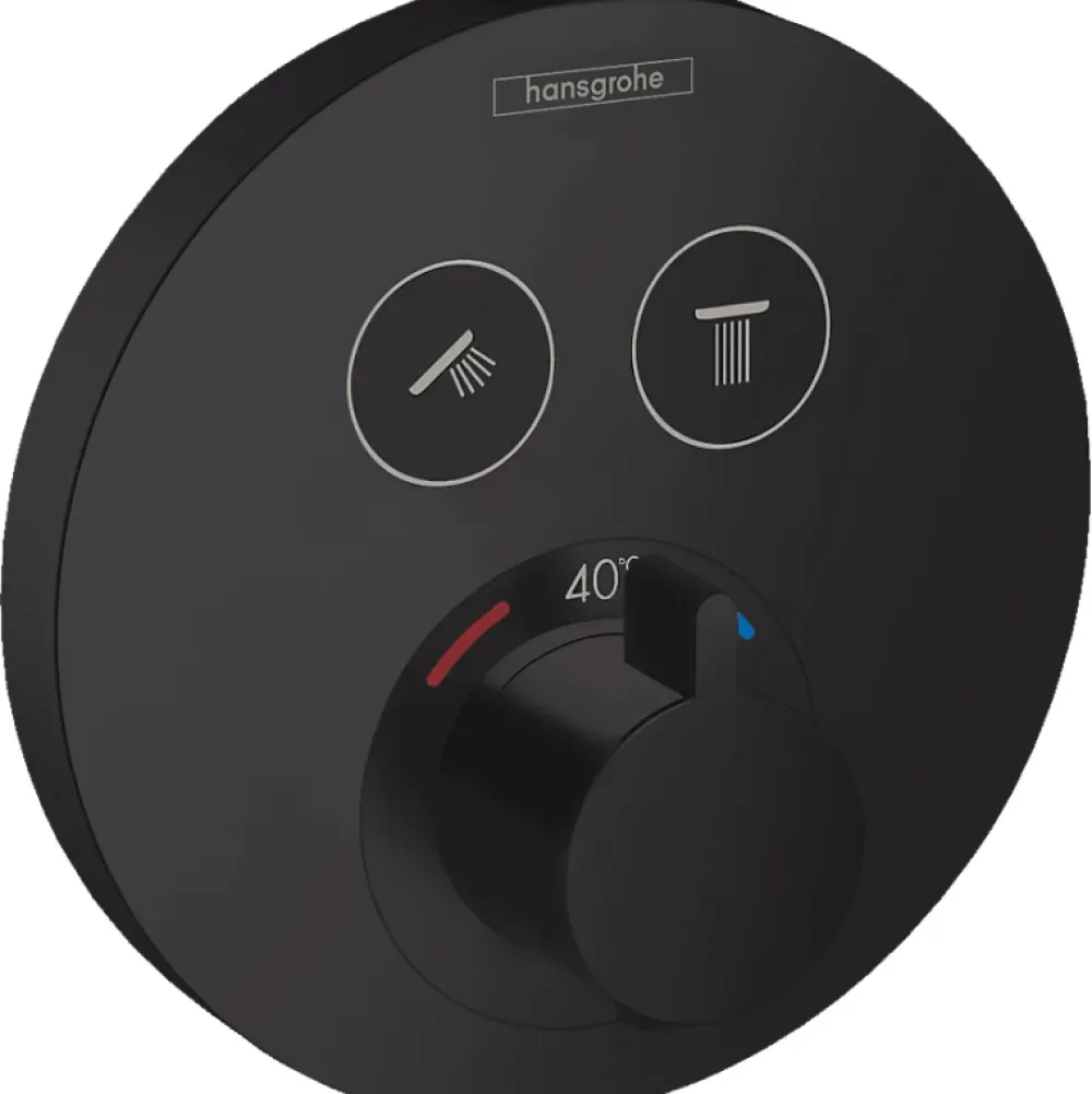 Robinet De Douche|Hansgrohe Facade pour mitigeur thermostatique encastré ShowerSelect S avec 2 fonctions noir mat avec Corps encastré
