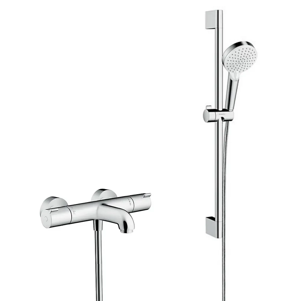 Hansgrohe Pack Ecostat 1001 CL Mitigeur Thermostatique bain/douche + Set de douche Crometta Vario (13201000-CROMETTA)