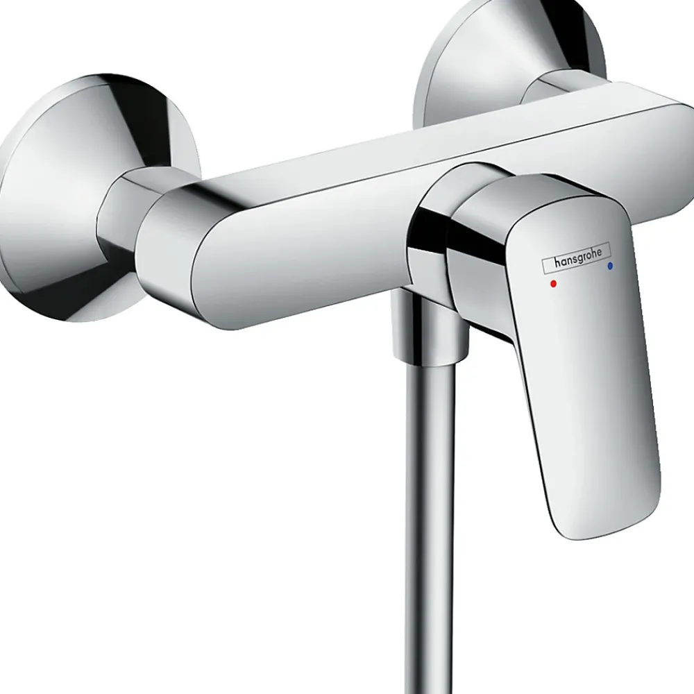 Colonne De Douche Sans Robinetterie|Hansgrohe Set de douche Mitigeur Logis + Douchette à main 1 jet + Flexible + Support mural, Chrome (71600000-PORTER)