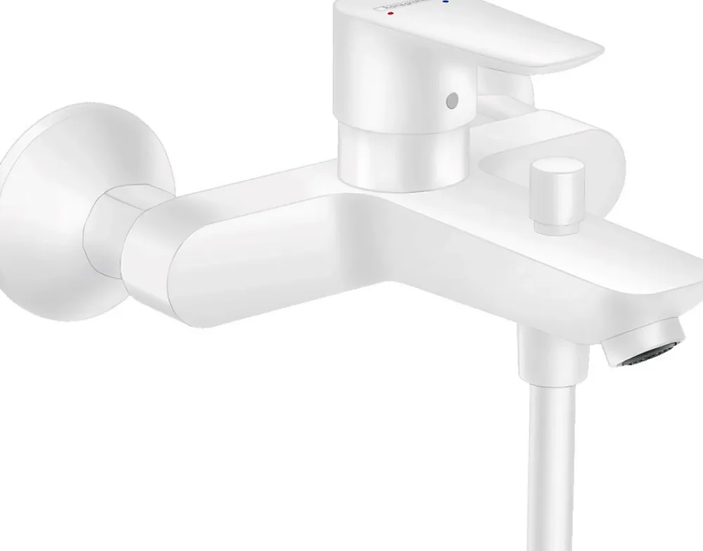 Robinet De Baignoire|Hansgrohe Talis E Mitigeur bain/douche avec Limiteur de température, Blanc mat (71740700)