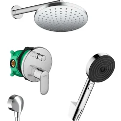 Colonne De Douche Encastrable|Hansgrohe Vernis Blend Pulsify Set de douche tout en 1 avec Douche de tête 205 XXL + Douchette 3 jets Performance