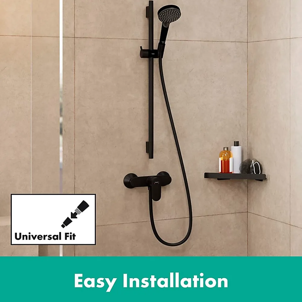 Pommeau De Douche, Flexible Et Barre De Douche|Hansgrohe Vernis Blend Set de douche avec douchette à main 2 jets + Barre Unica 65 cm, Noir mat (26422670)