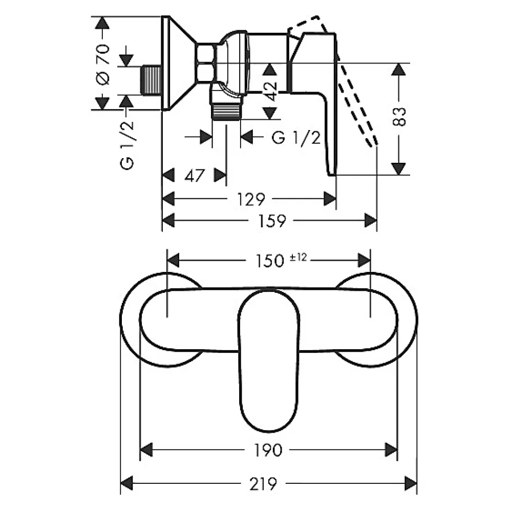 Colonne De Douche Sans Robinetterie|Hansgrohe Vernis Blend Set Mitigeur de douche + Douchette à main XXL 105mm 3 jets + Flexible de douche 125cm, support mural