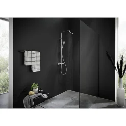 Hansgrohe Vernis Shape Colonne de douche 230 1jet Green 5,7 l/min avec mitigeur thermostatique, Chrome (26319000)