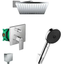 Hansgrohe Vernis Shape Pulsify Set de douche encastré tout en 1 avec douche de tête 230 XXL + Douchette 3 jets Performance