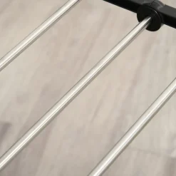 Etendoir À Linge|Homcom Séchoir à linge étendoir à vêtements pliable réglable avec barre de penderie et roulettes acier inox. PP noir