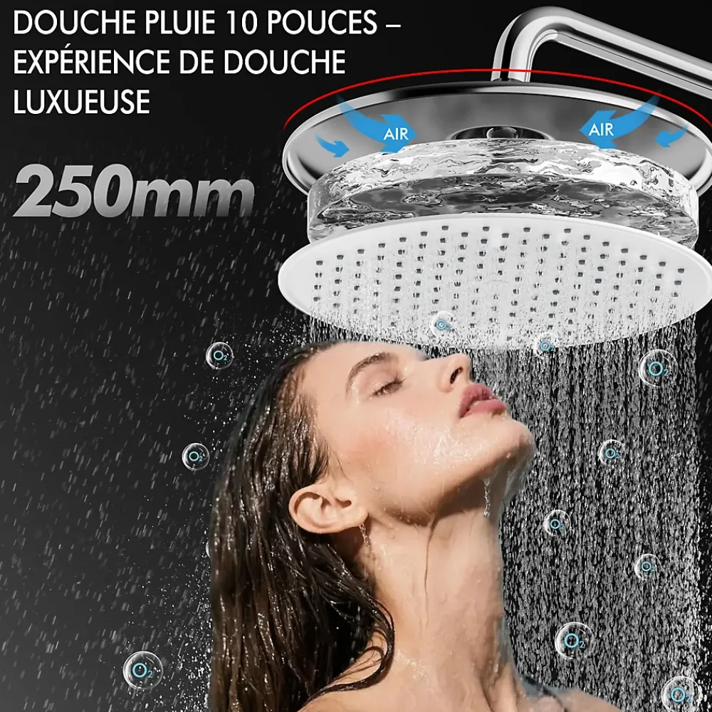 Homelody Colonne de Douche avec Affichage LED Température Mitigeur Mécanique, Douchette 3 Jets, Hauteur Réglable