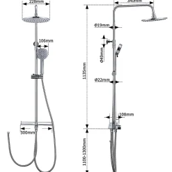 Colonne De Douche Thermostatique|Homelody Colonne de Douche Thermostatique avec Tablette 110 x 350 mm, Tête de Douche 12 pouces Ultra-Slim, Douchette & Sortie