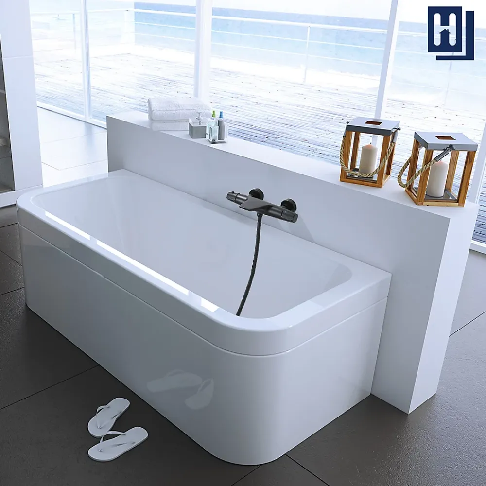 Homelody Robinet de Baignoire Thermostatique Noir, Design Cascade, Sécurité Anti-brûlure, Laiton