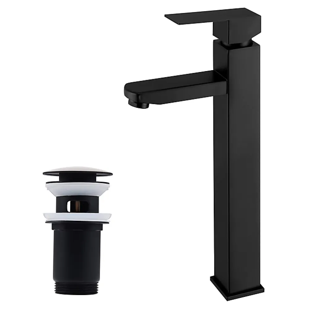 Robinet Lavabo Et Vasque|Homelody Robinet Lavabo Haut Noir + Vidage Pop-Up Automatique, Ensemble Robinetterie Moderne