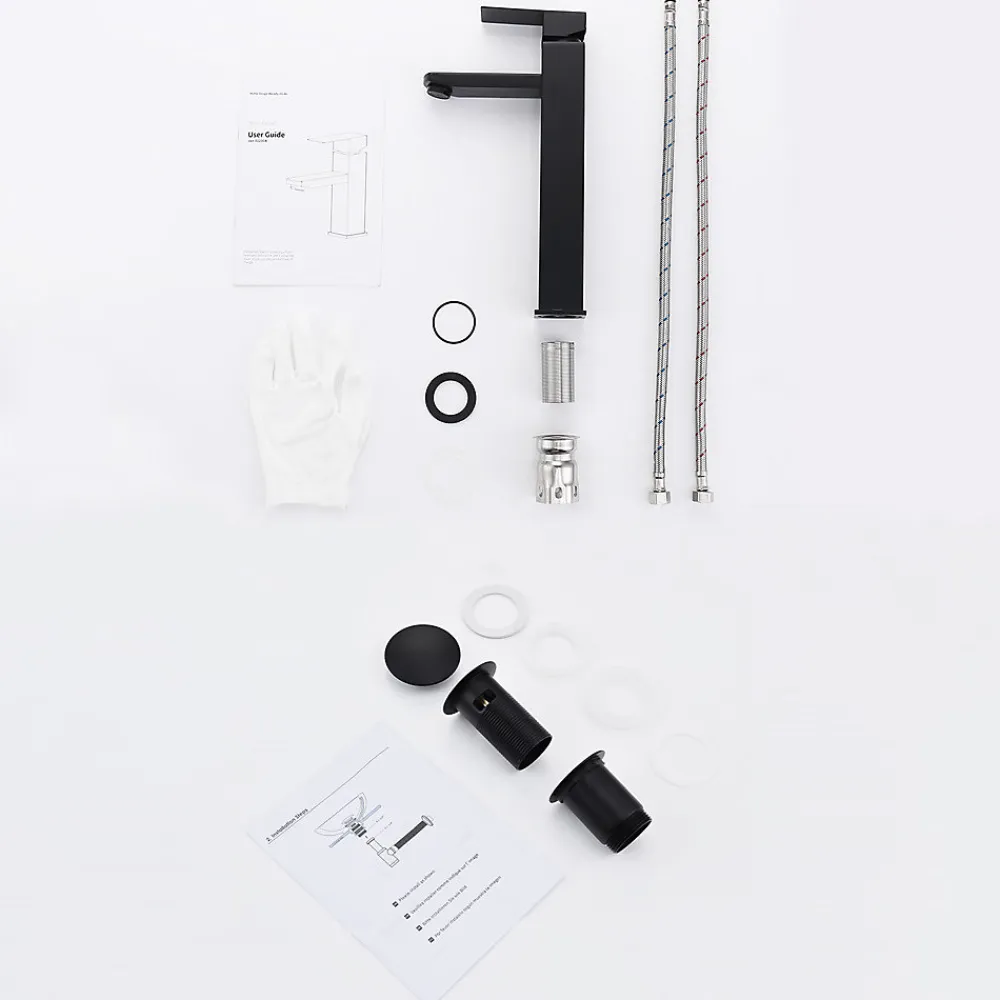 Robinet Lavabo Et Vasque|Homelody Robinet Lavabo Haut Noir + Vidage Pop-Up Automatique, Ensemble Robinetterie Moderne