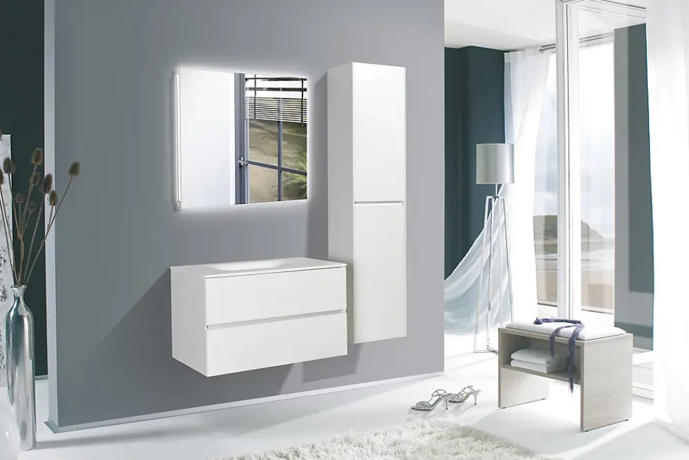 Lave-Mains|Ideal Standard Pack avec vasque 60 x 42 cm + plan vasque 100x8x50 cm brun clair + fixation pour plan vasque (EggerStrada-1)