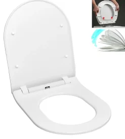 Abattant Wc|Idevit Abattant WC Ultra mince, à fermeture douce Softclose adaptable sur la plupart des cuvettes, blanc (EASYSLIM44)