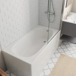 Baignoire Droite|Jika (Groupe Roca) 140x70 cm Ensemble baignoire Riga universelle + Pare baignoire pivotant chrome + pieds (A140-SETP)