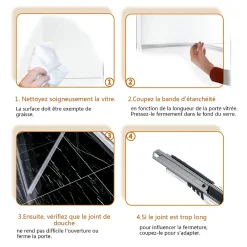 Sirhona Joint de porte de douche 900mm pour paroi en verre de 8mm