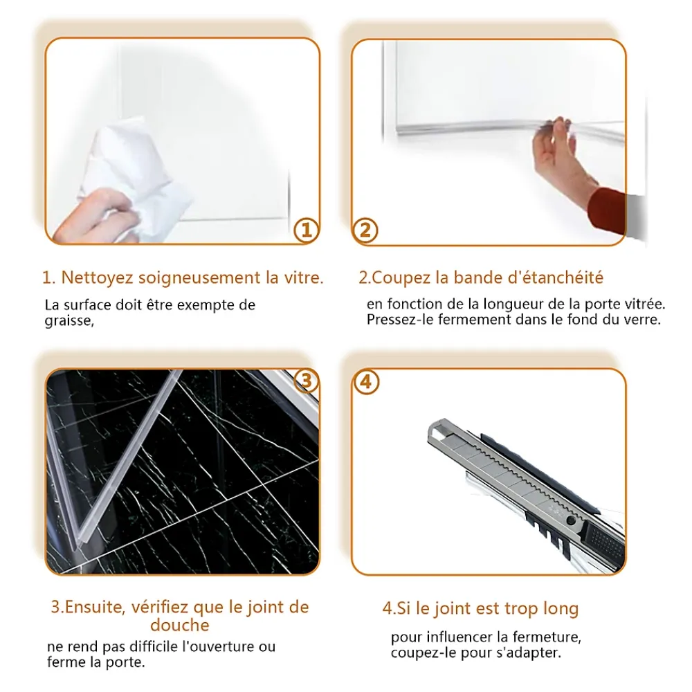 Paroi De Douche|Sirhona Joint de porte de douche 800mm pour paroi en verre de 6mm
