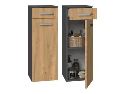 Autres JOKKE - Meuble salle de bain 1 porte + 1 tiroir - 30x30x85cm - Colonne basse rangement SDB