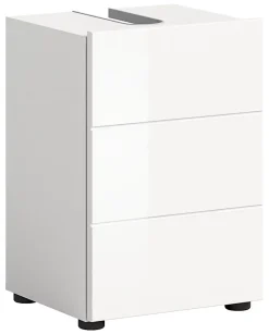 Chb Collection Kai - Meuble sous-lavabo (L/H/P : 38x56x34 cm) en blanc mélaminé et blanc brillant thermoformé