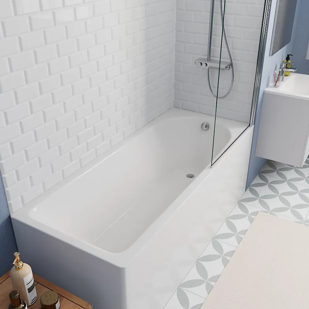 Kaldewei 170x70 cm Ensemble baignoire Eurowa universelle + Pare baignoire pivotant chrome + pieds (KW312-SETP1)