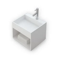 Lavabo|Ambra KARAE - Lave-mains carré suspendu - Design Elégant et Raffiné - Solide et Robuste - Entretien Facile - Blanc - 33 x 33 x 25 cm