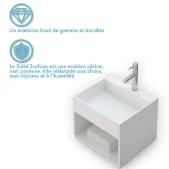 Lavabo|Ambra KARAE - Lave-mains carré suspendu - Design Elégant et Raffiné - Solide et Robuste - Entretien Facile - Blanc - 33 x 33 x 25 cm
