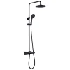 Colonne De Douche Thermostatique|Kibath Colonne de douche thermostatique ronde 83-120 cm finition NOIR mat en laiton