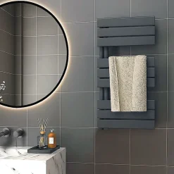 Kibath Radiateur sèche-serviettes circuit de chauffage 90 cm x 50 cm VALLES finition graphite anthracite mat en acier