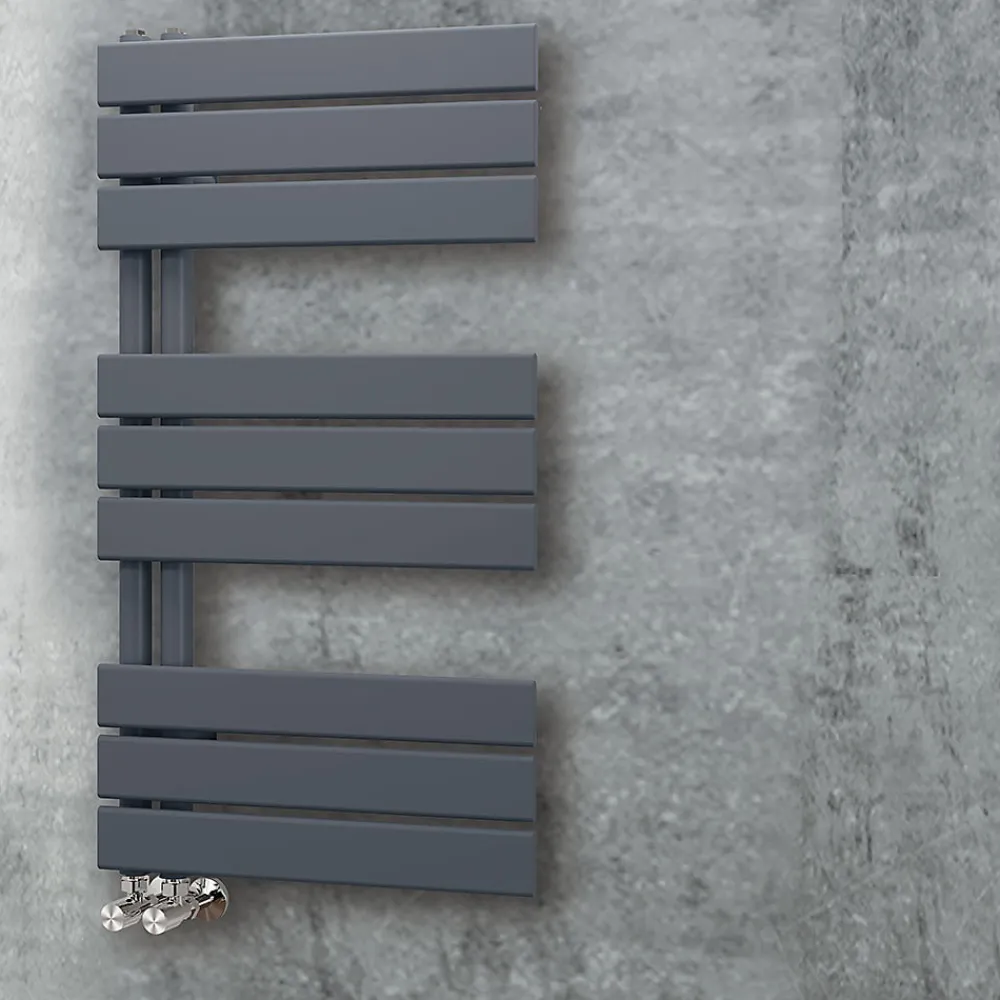 Kibath Radiateur sèche-serviettes circuit de chauffage 90 cm x 50 cm VALLES finition graphite anthracite mat en acier