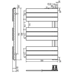 Kibath Radiateur sèche-serviettes circuit de chauffage 90 cm x 50 cm VALLES finition graphite anthracite mat en acier