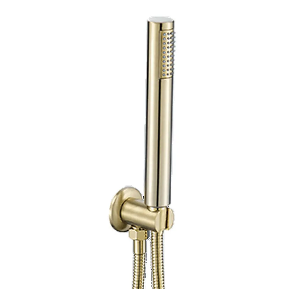 Robinet De Douche|Kibath Robinet de douche encastré, équipement de douche mural monocommande rond, finition or mat brossé, en laiton