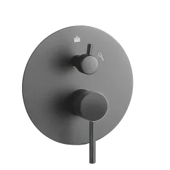 Kibath Robinet de douche encastré (robinet uniquement) rond à levier unique, finition GUN METAL mat en laiton