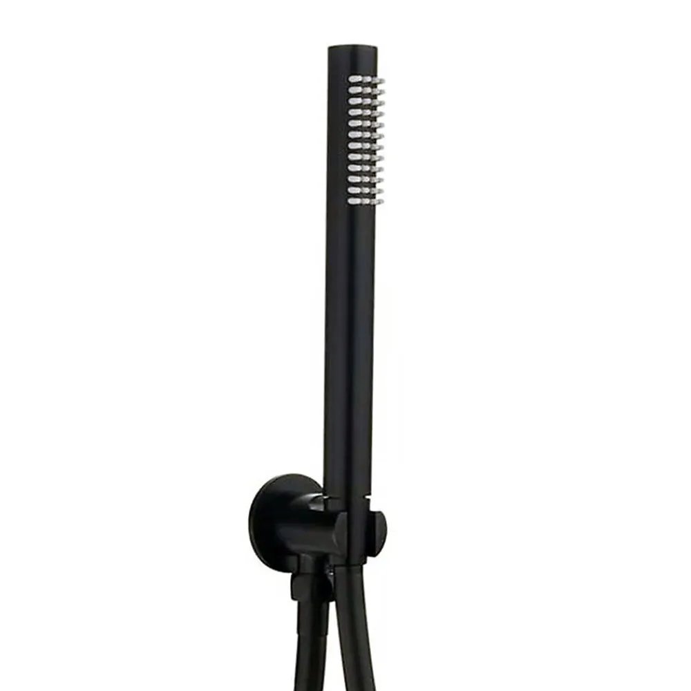 Kibath Robinet de douche monocommande rond VAL pour montage au plafond avec finition noir mat en laiton