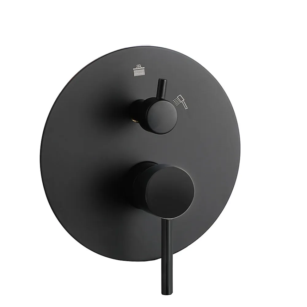 Kibath Robinet de douche monocommande rond VAL pour montage au plafond avec finition noir mat en laiton
