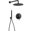 Robinet De Douche|Kibath Robinet de douche mural rond VAL à levier unique avec finition noir mat en laiton