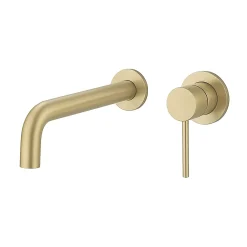 Kibath Robinet de lavabo monocommande encastré avec finition or brossé en laiton