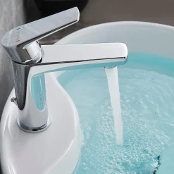 Kibath Robinet de lavabo monocommande ASTRO, ouverture à froid, finition chrome poli, en laiton