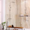 Panneau Mural De Salle De Bains|Kobert-in Kit de 2 Panneaux d'Habillage Décoratif Mural Douche, L120xl120x0.4 cm, finition marbre beige, Sabana KOBERTIN