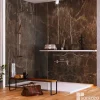 Kobert-in Kit de 2 Panneaux d'Habillage Décoratif Mural Douche, L120xl120x0.4 cm, finition marbre marron, Emperador KOBERTIN
