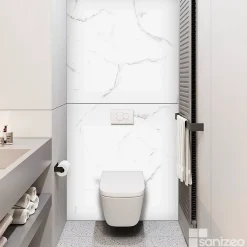 Kobert-in Kit de 2 Panneaux Habillage WC suspendu , L120xl120x0.4 cm, finition marbre blanc, Mud White KOBERTIN