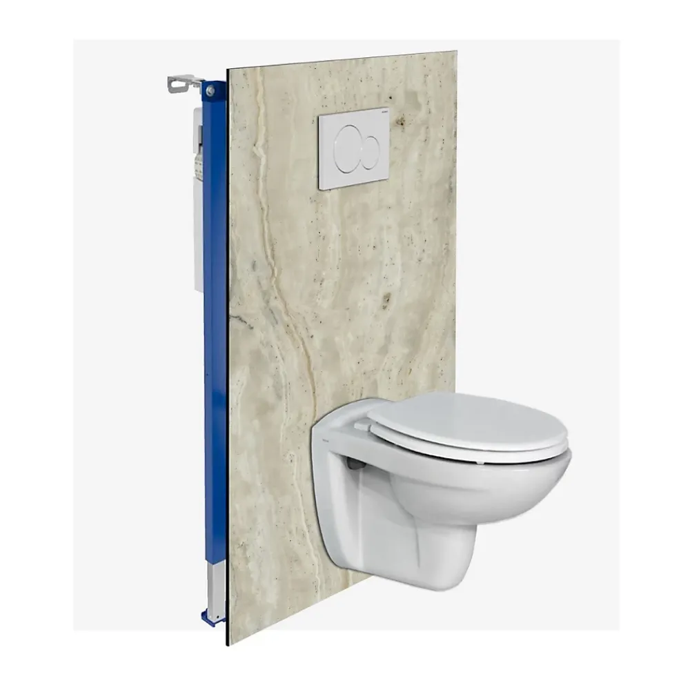 Wc Suspendu|Kobert-in Kit de 2 Panneaux Habillage WC suspendu , L120xl120x0.4 cm, finition marbre beige, Sabana KOBERTIN