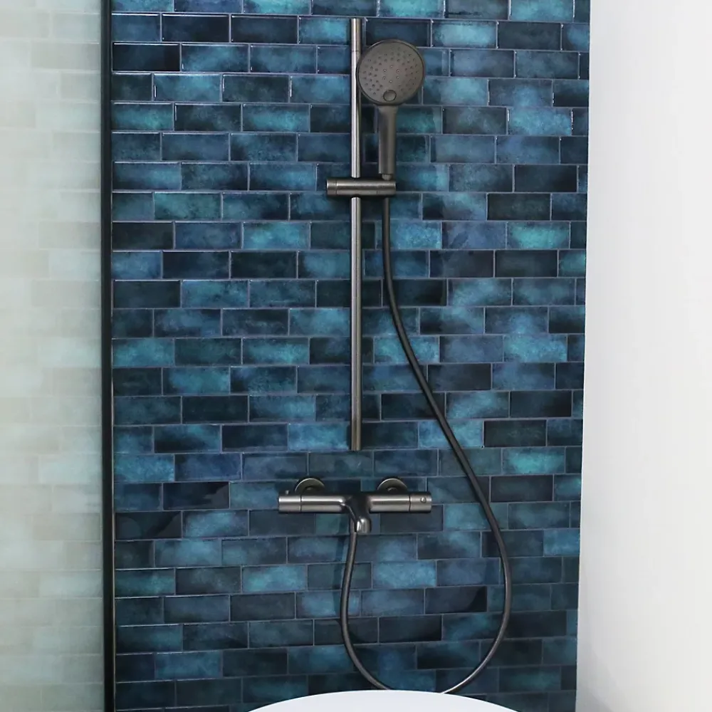 Essebagno Kit de douche avec barre + douchette 3 jets, gun metal, Luisa