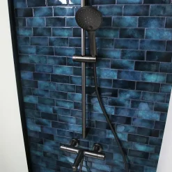Essebagno Kit de douche avec barre + douchette 3 jets, gun metal, Luisa