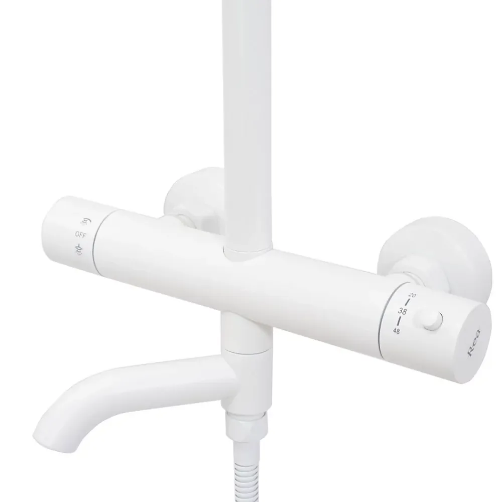 Colonne De Douche Mécanique|Rea Kit de douche avec thermostat Lungo White Matt