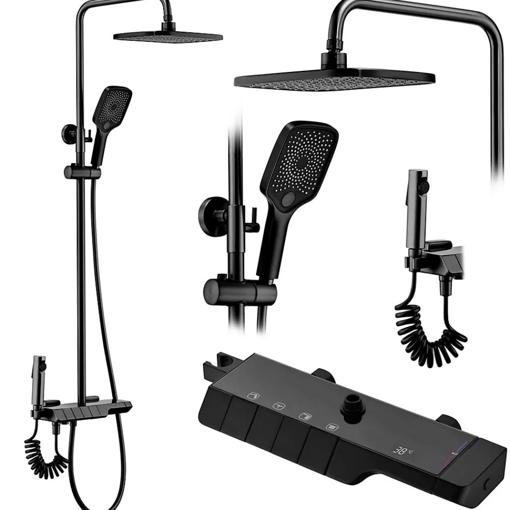 Colonne De Douche Mécanique|Rea Kit De Douche Avec Thermostat Rob Black