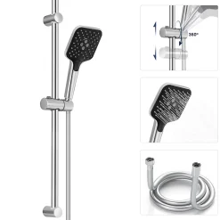 Pommeau De Douche, Flexible Et Barre De Douche|Sofetiy Max Kit de douche, Douchette 3 Fonctions, Ensemble de Douche Design Réglable en Hauteur, Pommeau de douche, barre