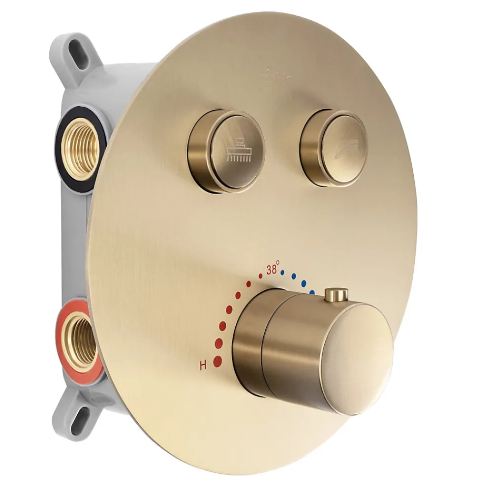 Rea Kit De Douche Encastré Lungo Thermostat Brush Gold 51,5X30X39,5Cm