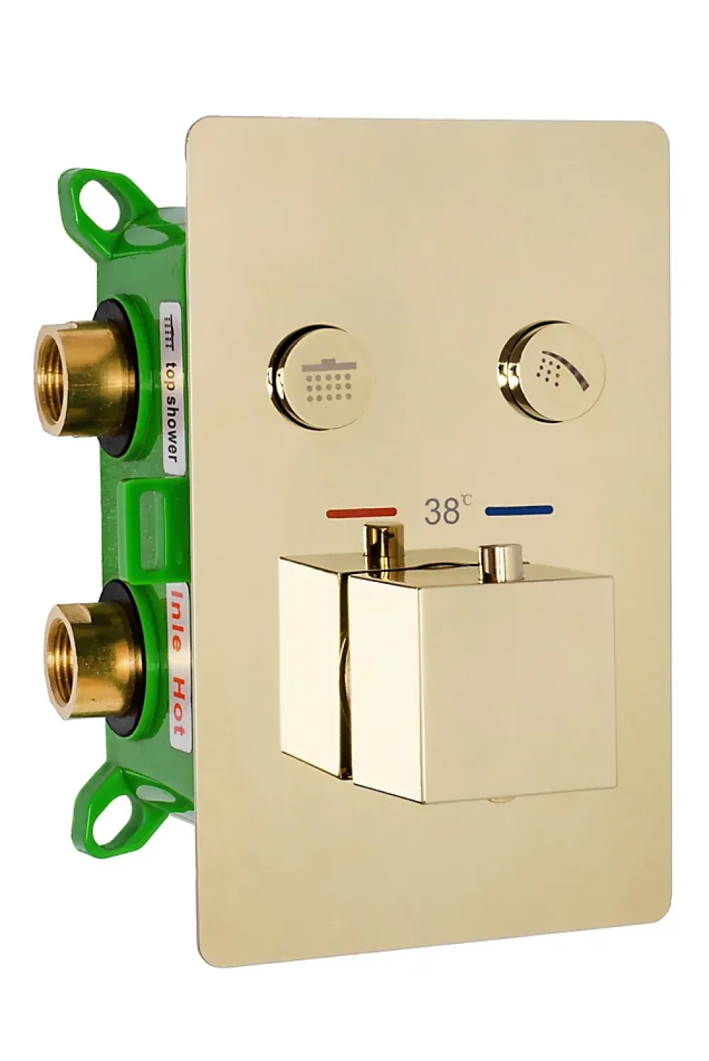 Colonne De Douche Mécanique|Rea Kit De Douche Encastré Fenix-Davis Thermostat Gold 55X30X40Cm + Box